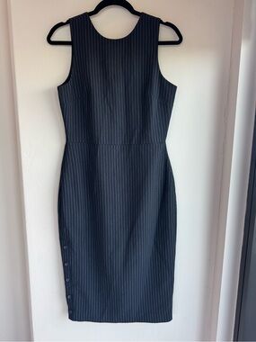 Corporate Core Banana Republic Striped Sleeveless Pencil Midi Dress Black Size 6